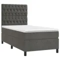 cadre de lit et matelas Gris foncé 90x190 cm Velours