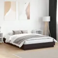 Cadre de lit avec lumières LED noir 150x200 cm