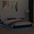 Cadre de lit avec lumières LED noir 150x200 cm
