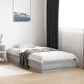 Cadre de lit avec lumières LED sonoma gris 90x190 cm