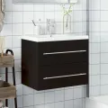 Armoire lavabo de salle de bain avec bassin intégré noir