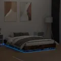 Cadre de lit avec lumières LED chêne fumé 120x190 cm