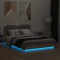 Cadre de lit tête de lit et lumières LED chêne sonoma 135x190cm
