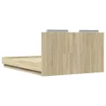 Cadre de lit tête de lit et lumières LED chêne sonoma 135x190cm