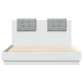 Cadre de lit avec tête de lit et lumières LED blanc 135x190 cm