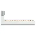 Cadre de lit avec tête de lit et lumières LED blanc 135x190 cm