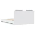 Cadre de lit avec tête de lit et lumières LED blanc 135x190 cm