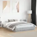 Cadre de lit avec lumières LED gris béton 150x200 cm