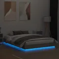 Cadre de lit avec lumières LED gris béton 150x200 cm