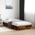 Cadre de lit avec lumières LED chêne fumé 90x190 cm