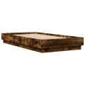 Cadre de lit avec lumières LED chêne fumé 90x190 cm