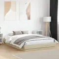 Cadre de lit avec lumières LED chêne sonoma 120x200 cm