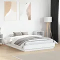 Cadre de lit avec lumières LED blanc 120x190 cm