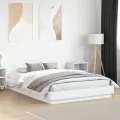 Cadre de lit avec lumières LED blanc 150x200 cm