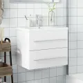 Armoire lavabo de salle de bain avec bassin intégré blanc