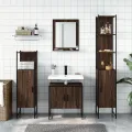 Ensemble d'armoires de salle de bain 4 pcs chêne marron