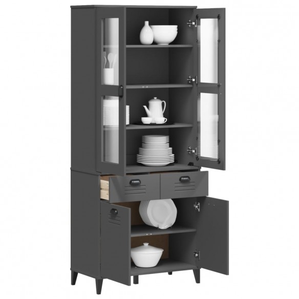 Buffet VIKEN gris anthracite 80x40x190 cm bois massif de pin