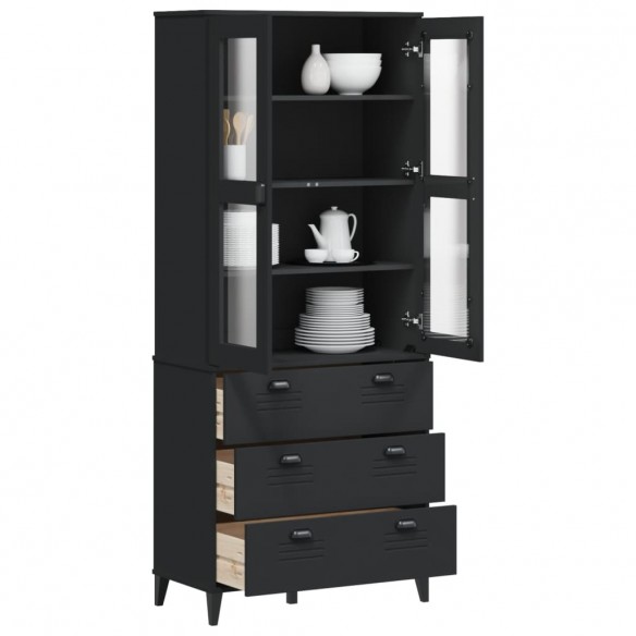 Buffet VIKEN noir 80x40x190 cm bois massif de pin