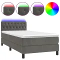 cadre de lit avec matelas et LED Gris foncé 90x190cm
