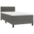 cadre de lit avec matelas et LED Gris foncé 90x190cm