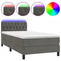 cadre de lit avec matelas et LED Gris foncé 90x200cm