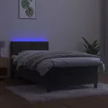 cadre de lit avec matelas et LED Gris foncé 90x200cm