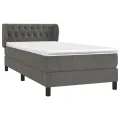 cadre de lit et matelas Gris foncé 90x200 cm Velours