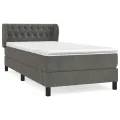 cadre de lit et matelas Gris foncé 90x190 cm Velours