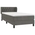 cadre de lit et matelas Gris foncé 90x190 cm Velours