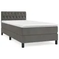 cadre de lit et matelas Gris foncé 90x190 cm Velours