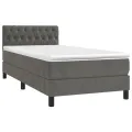 cadre de lit et matelas Gris foncé 90x190 cm Velours
