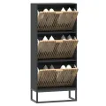 Armoire à chaussures noir 52x25x120 cm bois d'ingénierie
