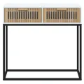Table console blanc 80x30x75 cm bois d'ingénierie et fer