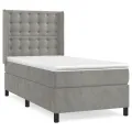 cadre de lit et matelas Gris clair 80x200 cm Velours
