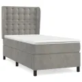 cadre de lit et matelas Gris clair 80x200 cm Velours