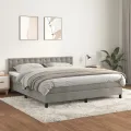 cadre de lit et matelas Gris clair 160x200cm Velours
