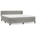 cadre de lit et matelas Gris clair 160x200cm Velours