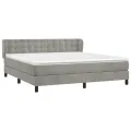 cadre de lit et matelas Gris clair 160x200cm Velours