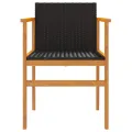 Chaises de jardin lot de 2 noir résine tressée et bois massif