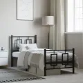Cadre de lit métal avec tête de lit/pied de lit noir 80x200 cm