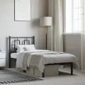 Cadre de lit métal avec tête de lit noir 75x190 cm