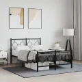 Cadre de lit métal avec tête de lit/pied de lit noir 120x190 cm