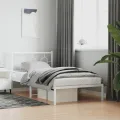 Cadre de lit métal avec tête de lit blanc 100x190 cm