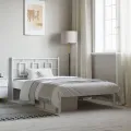 Cadre de lit métal avec tête de lit blanc 107x203 cm