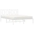 Cadre de lit métal avec tête de lit blanc 140x190 cm