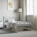 Cadre de lit métal avec tête de lit/pied de lit blanc 100x200cm