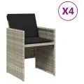 Chaises de jardin avec coussins 4 pcs gris clair résine tressée
