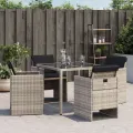 Chaises de jardin avec coussins 4 pcs gris clair résine tressée