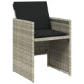 Chaises de jardin avec coussins 4 pcs gris clair résine tressée