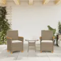 Chaises de jardin coussins lot de 2 beige résine tressée bois